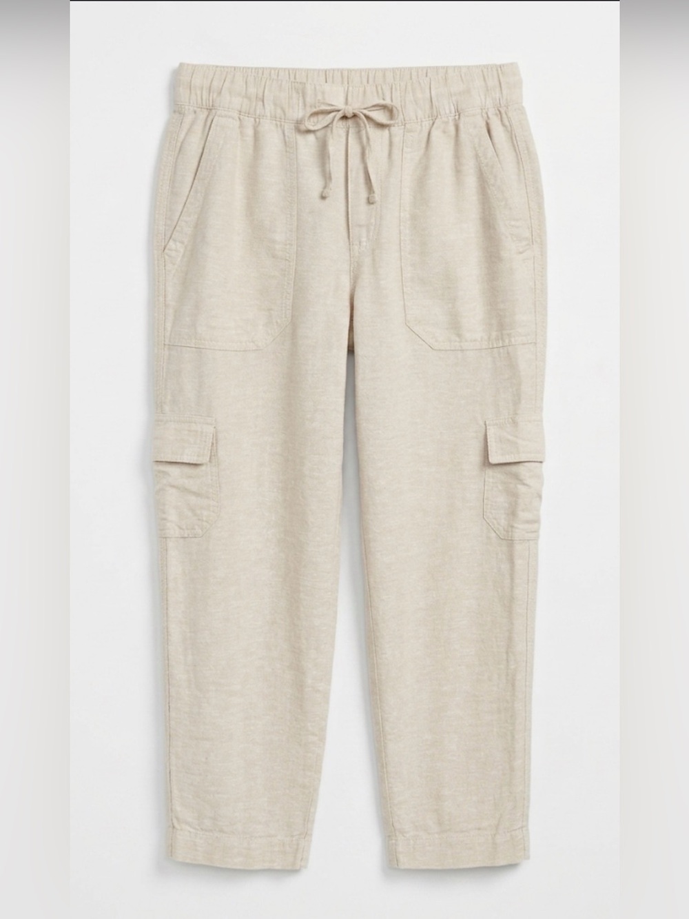 GAP Linen Blend Drawstring Cargo Easy Pants Khaki Small